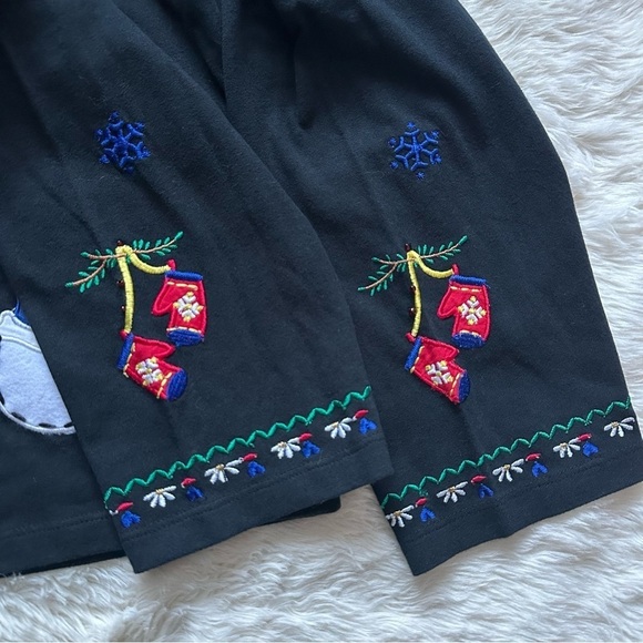 Michael Simon Light Cardigan Ugly Christmas Sweater Snowmen Black XL NWT New - Picture 6 of 12